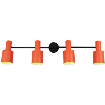 Lindby downlight de techo Ovelia, naranja/negro, 4 luces, hierro