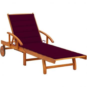 Tumbona de jardín de madera maciza de acacia con almohada pesada