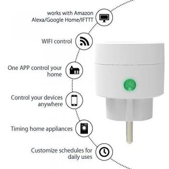 UCOMEN Enchufe Inteligente, Enchufe WiFi Compatible con Alexa y Google Home, APP Control Remoto, Función de Temporizador,
