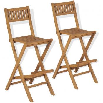 Taburetes plegables de bar de jardín 2 uds madera teca maciza Marrón vidaXL