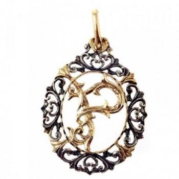 Colgante Plata Ley 925m Letra Inicial Personalizada Chapado Oro Oxidado
