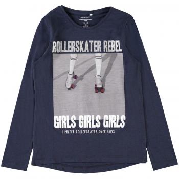 NAME IT 13156947, Camisa Manga Larga para Niñas, Azul