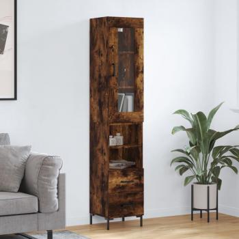 Aparador de madera contrachapada roble ahumado 34,5x34x180 cm vidaXL Marrón
