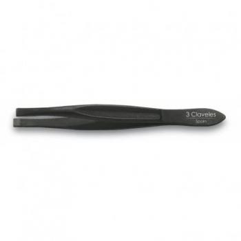 Pinza de depilar recta negra de 8 cm - 3 Claveles 12212