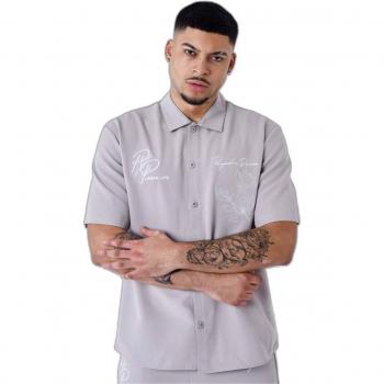 Project X Paris Embroidered Floral Shirt - Grey, Size S