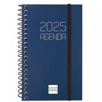 Finocam Agenda Anual Opaque Espiral 2025, E3-79x127 mm, Semana Vista Horizontal, Color Azul