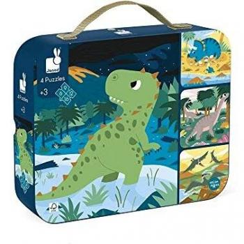 Janod - Puzle Infantil Evolutivo de 6 A 16 Piezas - Los Dinosaurios - Juego Educativo A partir de 3 Años, J02657