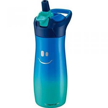 Maped - Botella de Agua - Colección Concept Kids - Botella de Acero Inoxidable de 580 ml - Color Azul - Fácil de Abrir con Botón de Bloqueo - Incluye un Asa - Limpieza Sencilla