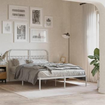 Cama de metal blanca con cabecero 140x190 cm Vidaxl