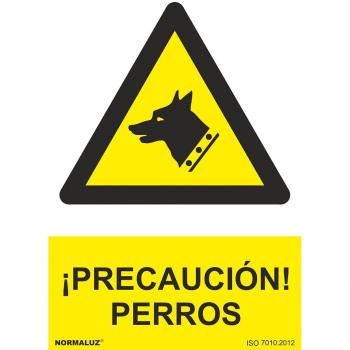 Normaluz RD30043 - Señal ¡Precaución! Perros PVC Glasspack 0,7 mm 21x30 cm