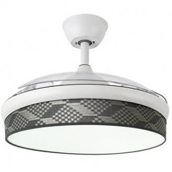 Ventilador DC Moda 72W Blanco/Tetris Gris con Mando a Distancia, Temporizador y Luz Ajustable 3000-4000-6000K