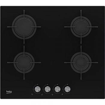 Placa de Gas Integrada Beko HILG64221S 60 cm con 4 Fuegos y Cristal Negro - 7400W