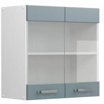 Armario de cocina colgante con vidrio R-Line, Gris azulado, 60 cm