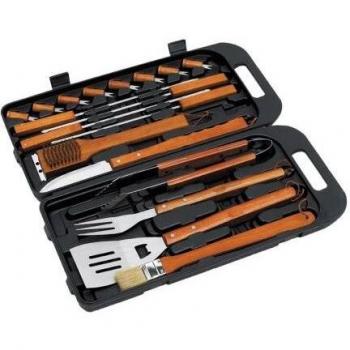 Landmann - Cubiertos para barbacoa de acero inoxidable, con estuche de plástico