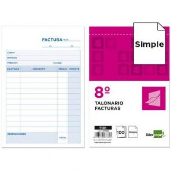 Talonario Liderpapel Facturas Octavo -Sin IVA- 101