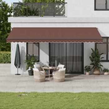 Toldo retráctil automático marrón 600x350 cm, toldo, toldo de patio, dosel toldo, toldo de puerta, dosel retráctil, toldo de jardín