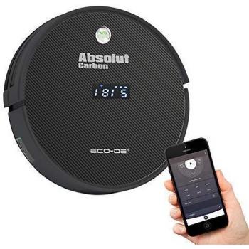 ECODE Robot Aspirador Absolut Carbon. Aspira, Barre y Friega, Programable, Aspira Pelo de Mascotas, Base de Carga, 7 Modos de Limpieza, Filtro HEPA, Color Negro