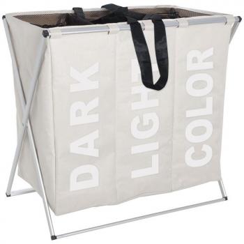 Wenko 3440113100 - Cesto para colada con 3 compartimentos de poliéster y aluminio