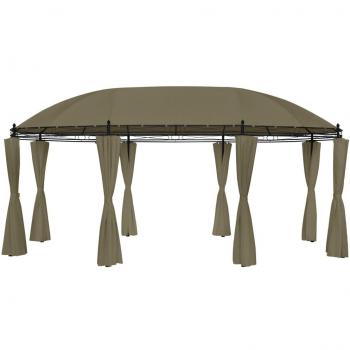 Cenador Día y Noche con cortinas gris taupe 180g/m² 520x349x255 cm