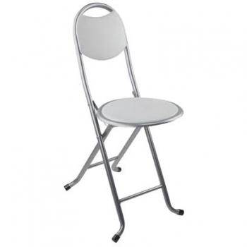 Taburete Plegable con Respaldo Blanco 32x36x73.5cm