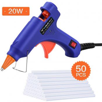 TOPELEK Mini Pistola de Silicona Caliente con 50 PSC Barras Pegamento Alta Temperatura, Kit Pistolas Encolar para Manualidades Artesanía de Bricolaje Reparaciones Rápidas
