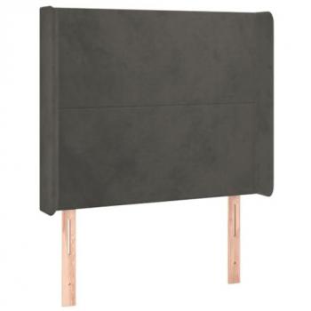 Cabecero con LED de terciopelo gris oscuro 83x16x118/128 cm