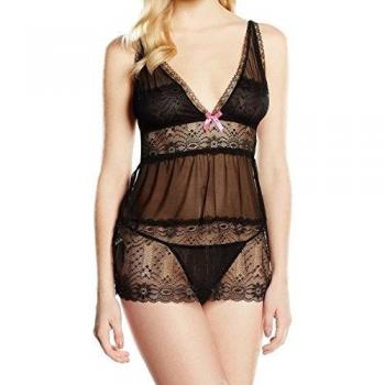 Intimax corsets lencería y moda Picardías Kejan Salto de Cama, Negro, 2XL/3XL para Mujer