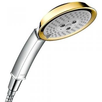 Hansgrohe 28548090 Raindance Classic 100 Ducha de Mano, 3 Tipos de Chorro, Cromo/Oro