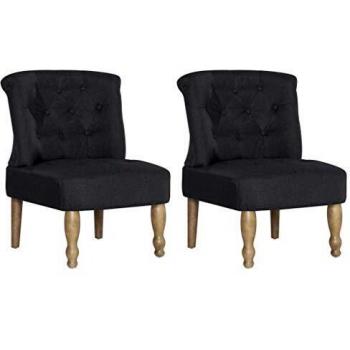 SengentoStyle Franse stoelen 2 st stof zwart