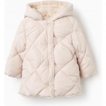 Zippy Chaqueta Acolchada Beige para Niña con Capucha Desmontable