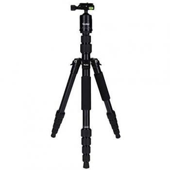 Rollei Compact Traveler No I Aluminio I Negro I Trípode de Viaje Ligero I Trípode fotográfico de tamaño Compacto I Rótula de Bola y Bolsa para trípode