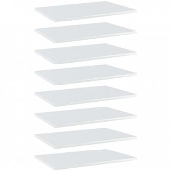 High Gloss White Bookshelf Boards Set of 8 - 60x40x1.5 cm Engineered Wood