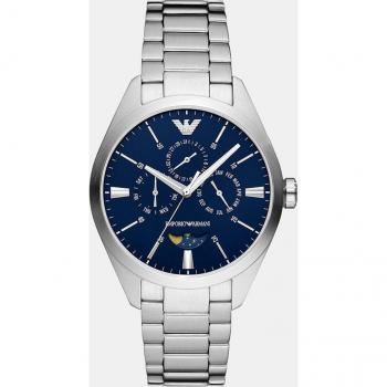 Emporio Armani Moon Phase Stainless Steel Multifunction Blue Dial Quartz AR11553 Men's Watch