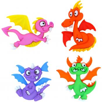 Vestido It Up dragón cuento botón, plástico, multicolor, 32 x 22 - 32 x 27 mm, 4 piezas