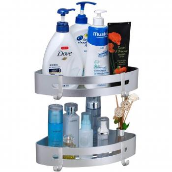 Hoomtaook Estanteria Baño Sin Taladro Estanteria Ducha Estanteria Baño para de Baño Ducha con una Caja de jabón 2 Niveles Negro