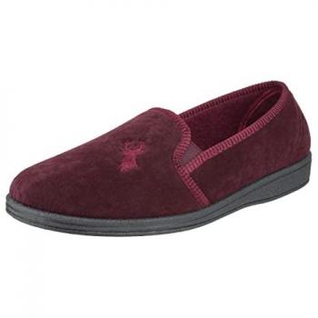 Mirak Stag Men's Burgundy Classic Slip-On Slippers - Size UK 8