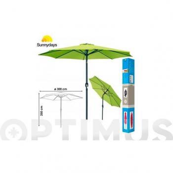 Parasol Aluminio Inclinable Verde Pistacho 300 cm Tubo 48 mm con Manivela