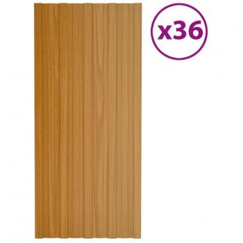 vidaXL Roof Panels 36 pcs Galvanised Steel Light Wood 100x45 cm