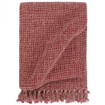 Manta de Algodón Burdeos 220x250 cm para Decoración y Ropa de Cama