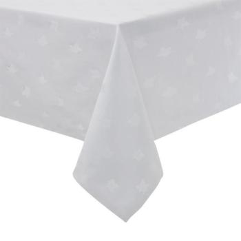 Mantel de lujo Luxor blanco 230x230cm con diseño de hoja de hiedra - Mitre Luxury