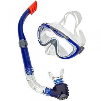 Speedo Glide Mask and Snorkel Set Juego de Buceo, Adult Unisex, Gris/Azul, Talla única