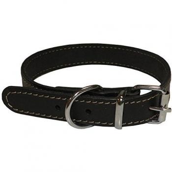 Collar de Cuero Suave y Ajustable Yago para Perro Pequeño, Tamaño S 26-32 cm, Color Negro