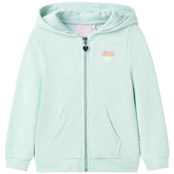 Sudadera de niños con capucha y cremallera en color verde menta claro, talla 92, mezcla de materiales