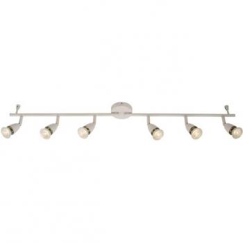 Barra de focos Amalfi 6 luces Acero blanco brillo, Foco de luz ajustable de 6 luces Blanco brillante, GU10