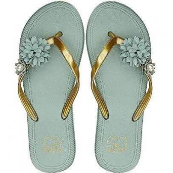 AX BOXING Chanclas Mujer Flip Flop Exquisito Decoración Floral Sandalias Verano Piscinas Playa Interior Al Aire Libre Tamaño 36-41
