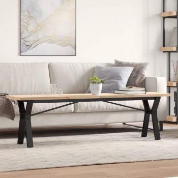 vidaXL Mesa centro marco y madera maciza de pino y hierro 160x40x45,5 cm Mesita de Salón o Comedor o Auxiliar en color Marrón