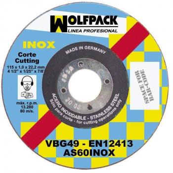 Disco de corte abrasivo para acero inoxidable de 115x1,0x22,2 mm
