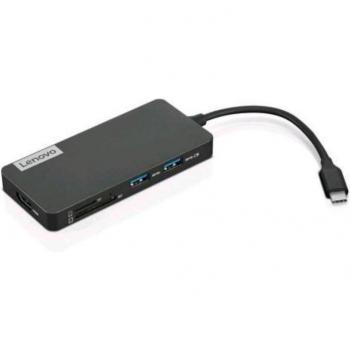 Lenovo USB-C SLIM TRAVEL DOCK 8-IN-1 con Conexión Alámbrica y Puerto USB 3.2 Gen 1 (3.1 Gen 1) Type-C en Color Negro