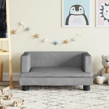 Sofá para niños de terciopelo gris claro 60x40x30 cm Vidaxl