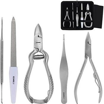 Bizarre.ly Ingrown Toenail Professional Tool Set (5 Pack) - Stainless Steel Nail Clippers Kit for Ingrown & Thick Toe Nails Treatment & Pedicure - Manicure File & Lifter Tools